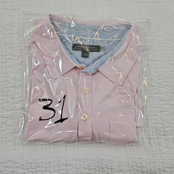 Banana Republic Performance Pique Polo Golf Tennis Shirt Men's M Medium Pink EUC - Picture 14 of 14